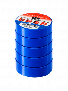 Изолента синяя набор 5шт ПВХ 20м Помощник PM-INR12